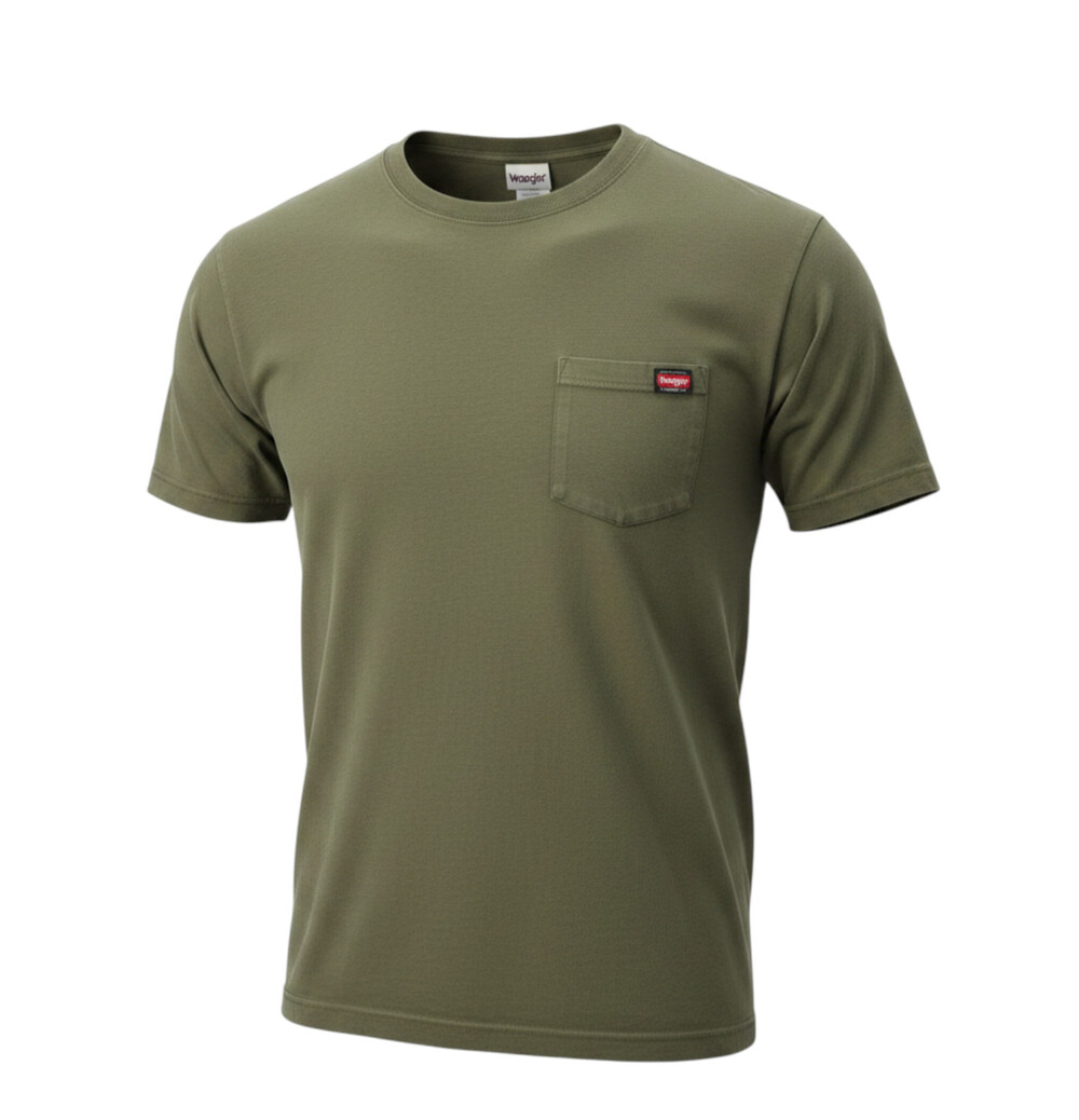 Wrangler Men's 3XL Olive Green Pocket Tee Shirt Workwear Short Sleeve